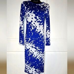 Juniors Blue & White knee Lenght Dress